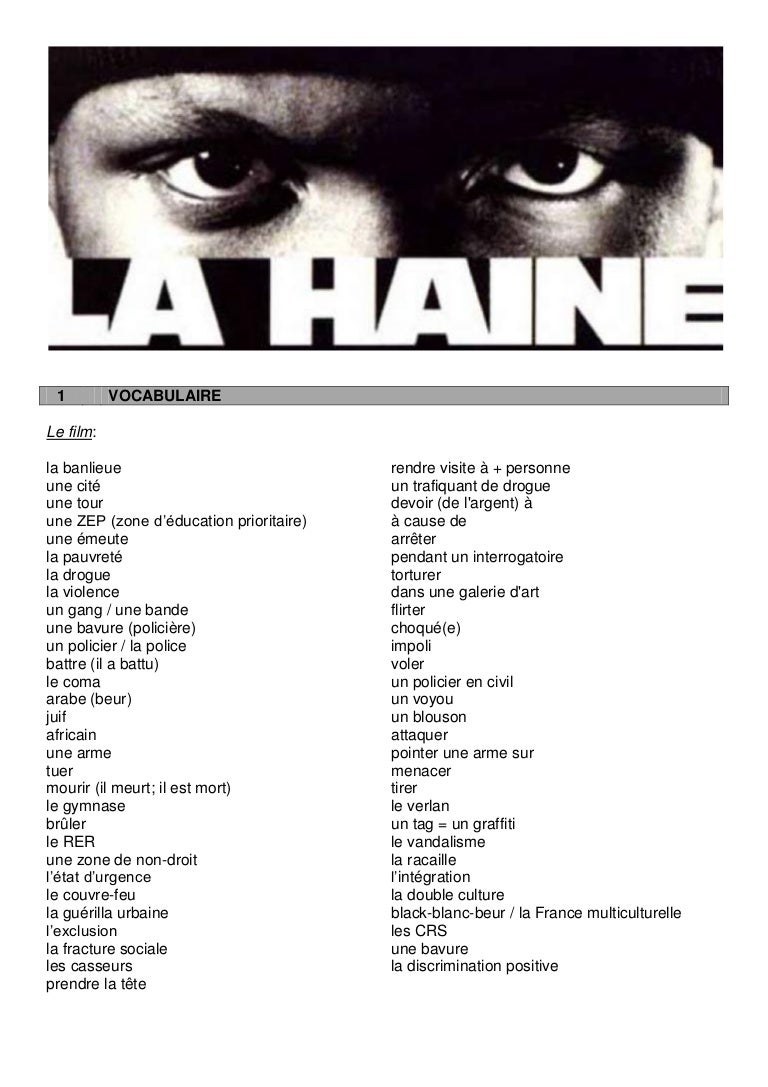 La Haine Workbook