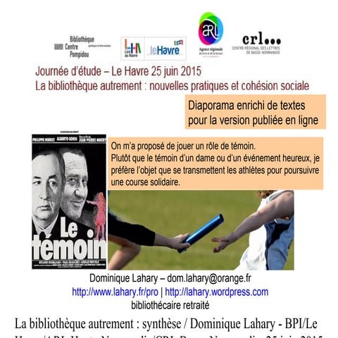 La bibliothèque autrement : nouvelles pratiques et cohésion sociale : synthèse