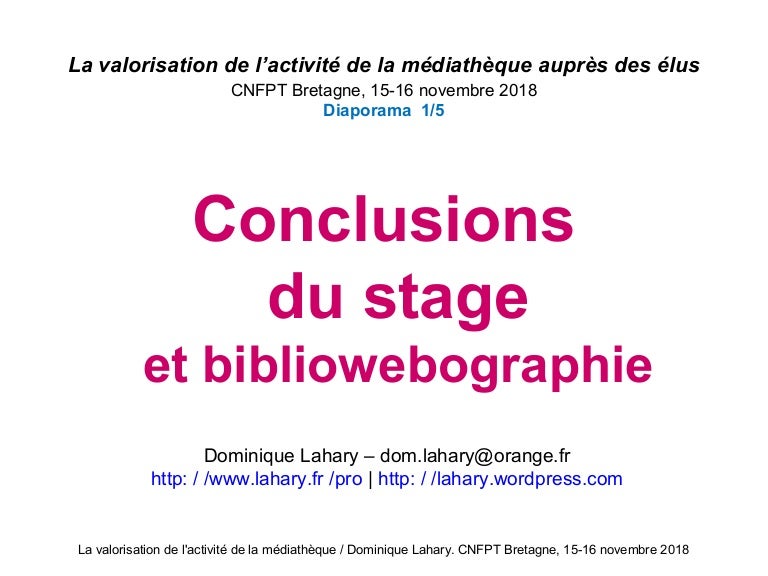 Conclusions Du Stage Et Bibliowebographie
