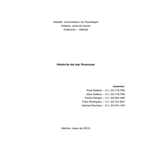 La historia de las finanzas | DOCX