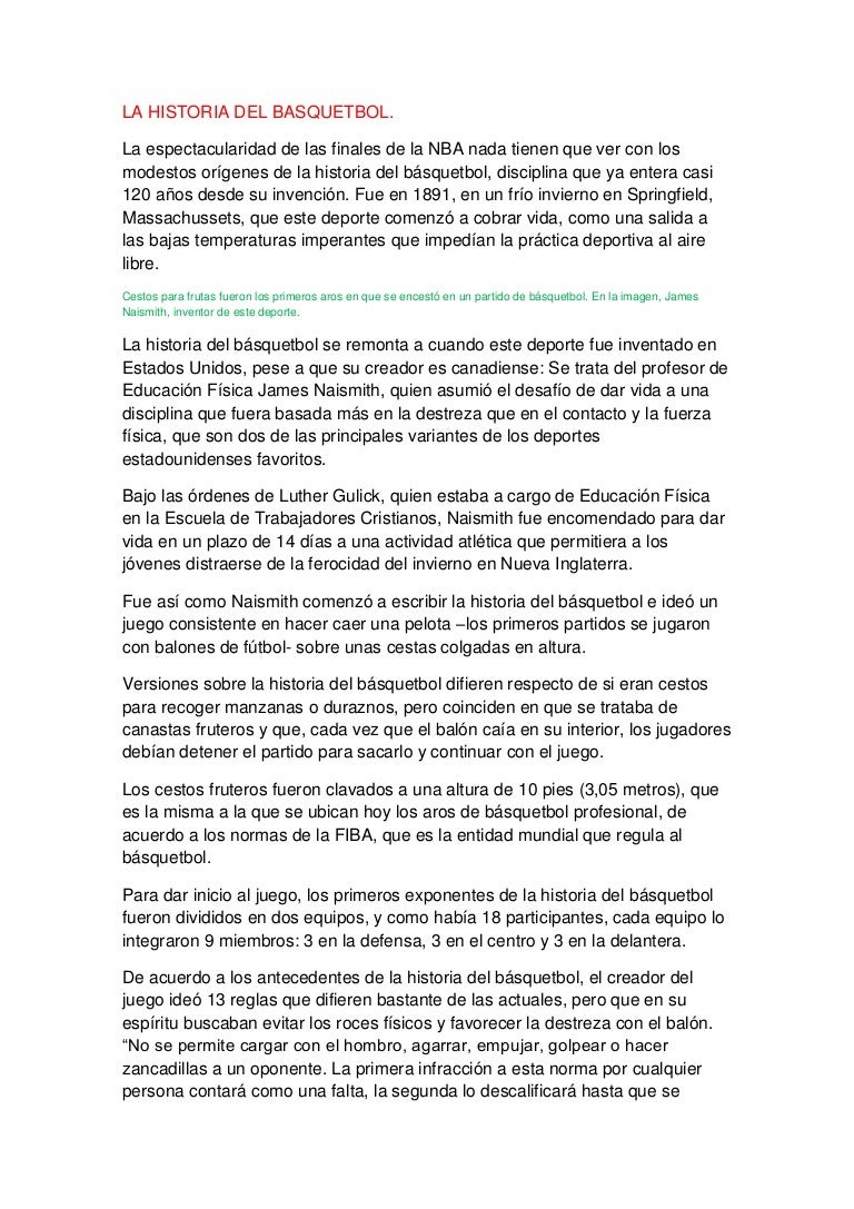 La Historia Del Basquetbol