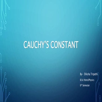 Cauchy's Equation & Cauchy's Constant Explained