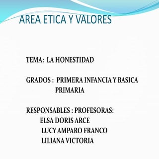 PLAN DE CLASE "La  honestidad"