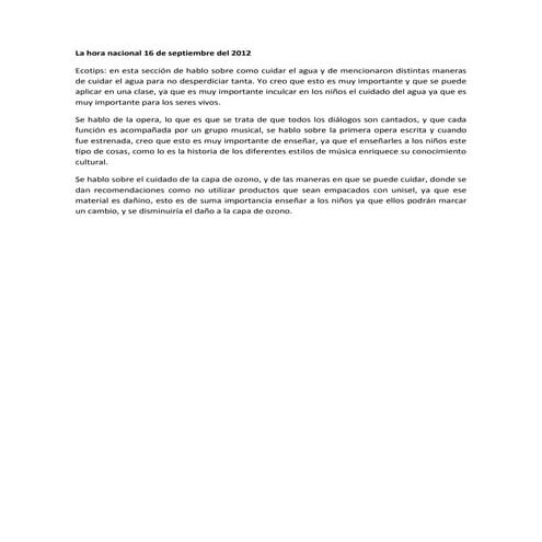 La hora nacional 16 de septiembre del 2012