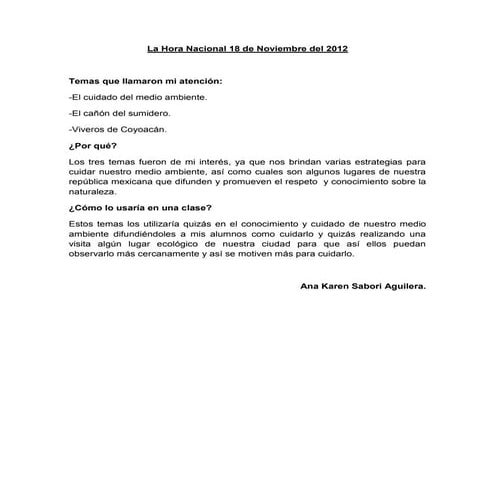 La hora nacional 18 de noviembre del 2012