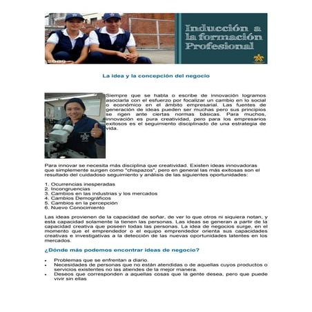 La idea y la concepcion del negocio