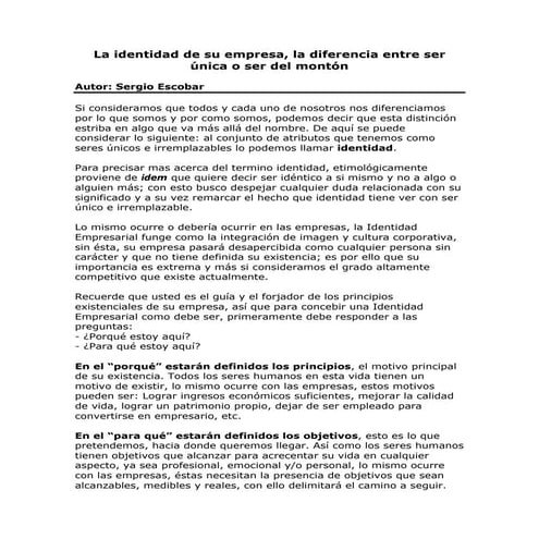 La Identidad de su Empresa