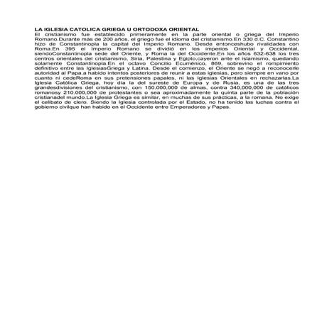 La iglesia catolica griega u ortodoxa oriental