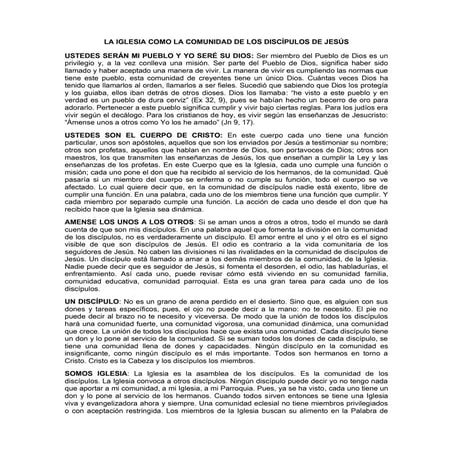 La iglesia como la comunidad de los discípulos de jesús