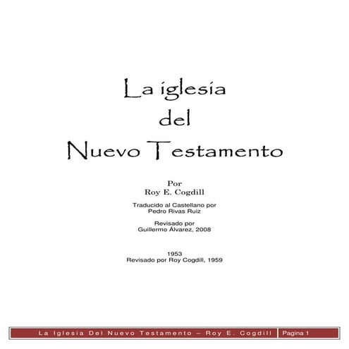 La Iglesia del Nuevo Testamento por Roy E. Cogdill | PDF