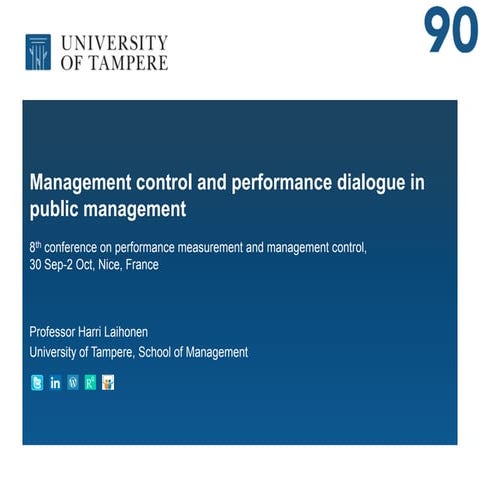 Management control and performance dialogue in public management