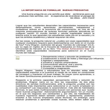 ¿Por qué es importante formular buenas preguntas? | PPTX