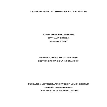 La importancia del automovil en la sociedad