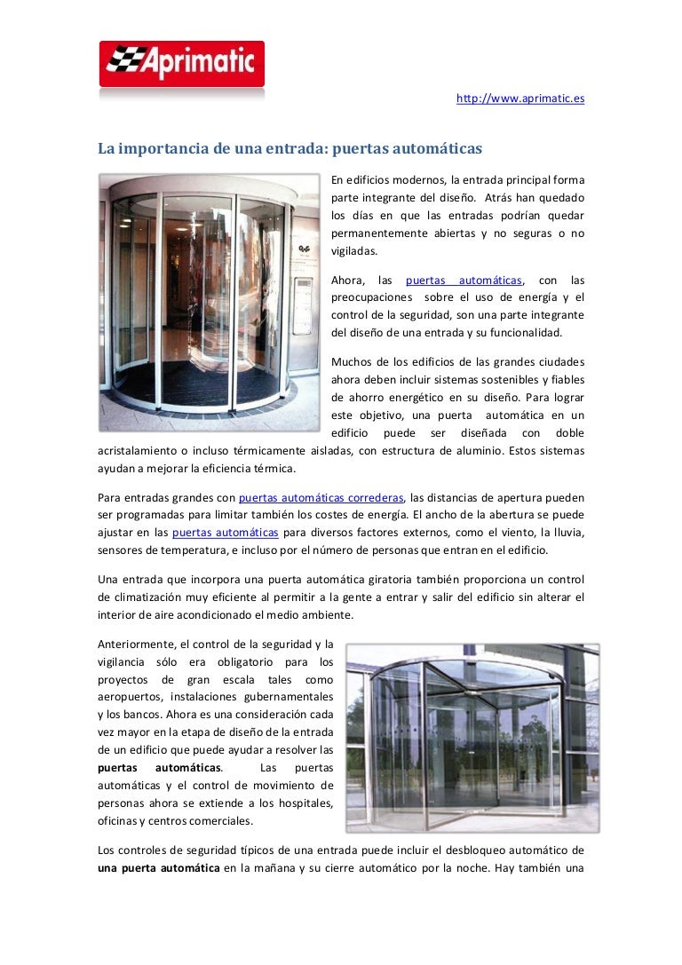 La importancia de una entrada: puertas automáticas