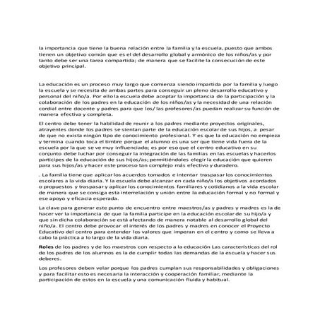 La importancia que tiene la buena relación entre la familia y la escuela