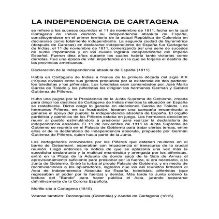 La independencia de cartagena