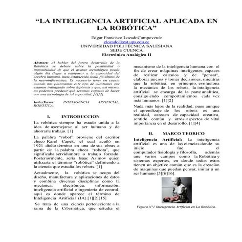 La inteligencia artificial aplicada en la robótica(edgar lozado)