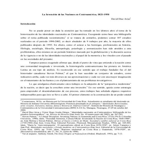 La invención de las naciones en Centroamérica 1821-1950