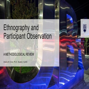 Qualitative Methods: Ethnography & Participant Observation