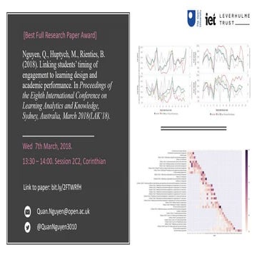 Linking students' timing of engagement to learning design and academic perfor...