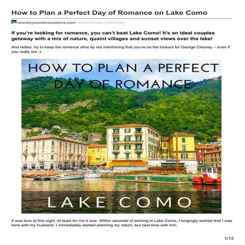 How to Plan a Perfect Day of Romance on Lake Como