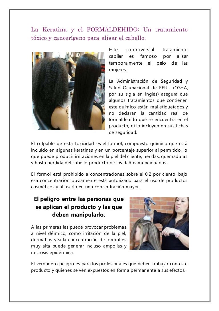 La keratina y el formaldehido