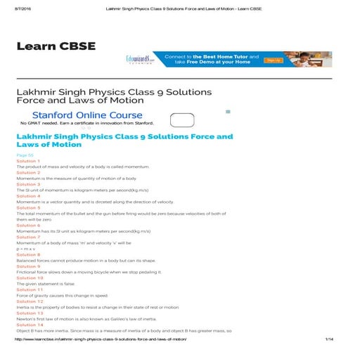 Lakhmir singh physics class 9 solutions force and laws   learn cbse