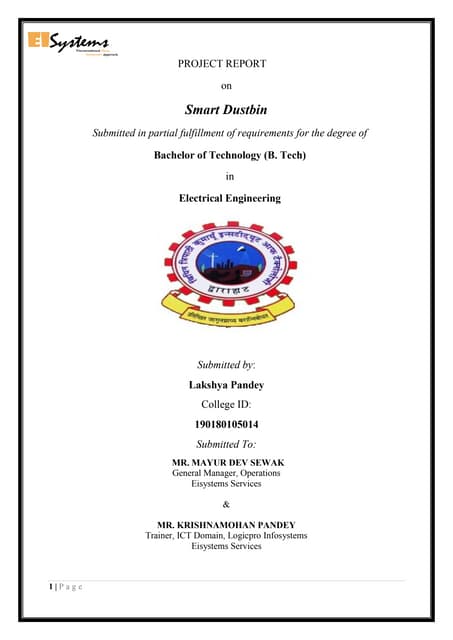 Project Report on Smart Dustbin 