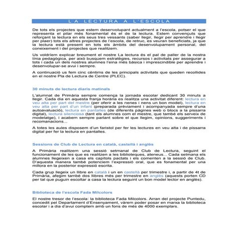 La lectura a l'escola