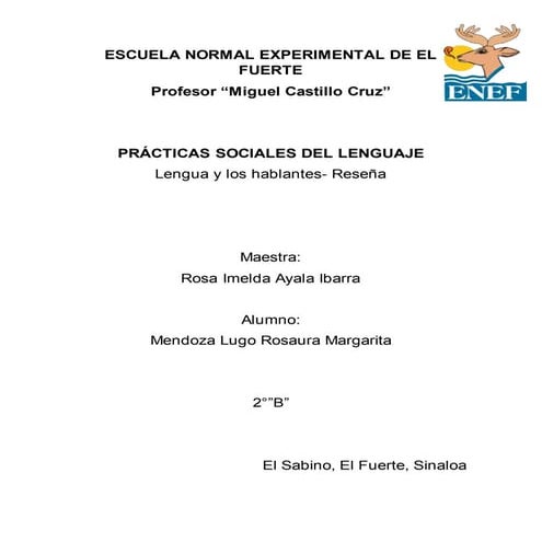 La lengua y los hablantes reseña