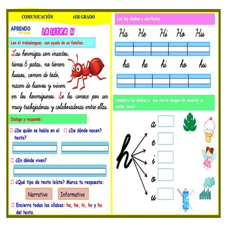 La letra h conocemos y aprendemos la letra h