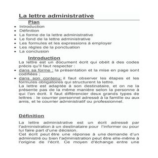 La lettre administrative