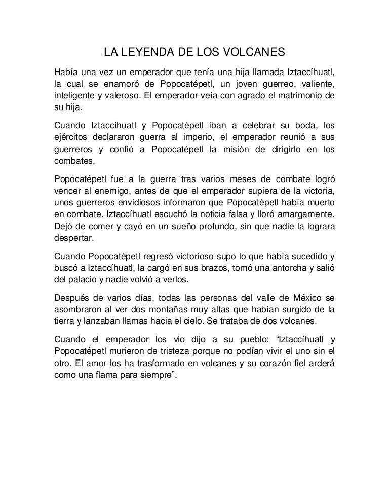 La leyenda de los volcanes La leyenda de los volcanes