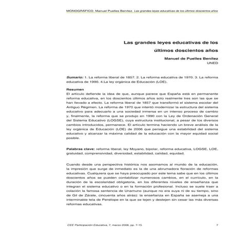 La leyes educativas esNNpañolas puelles