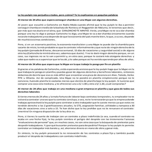 La ley pulpín nos perjudica a todos