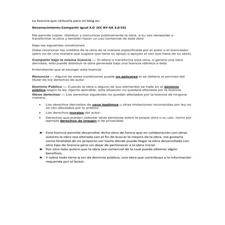 Licencia que utilizaría para mi blog