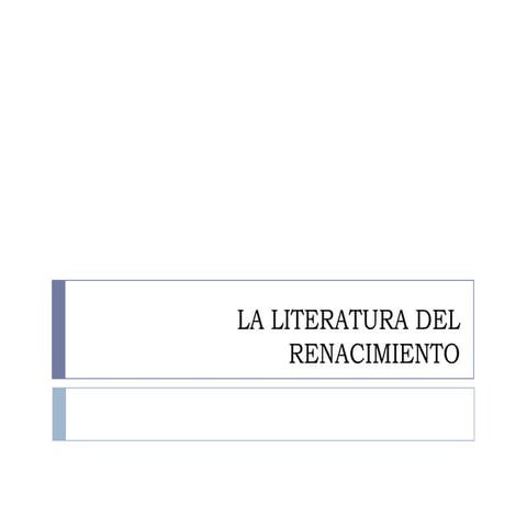 La literatura del renacimiento
