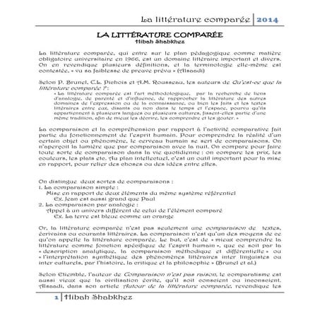 La litterature comparee