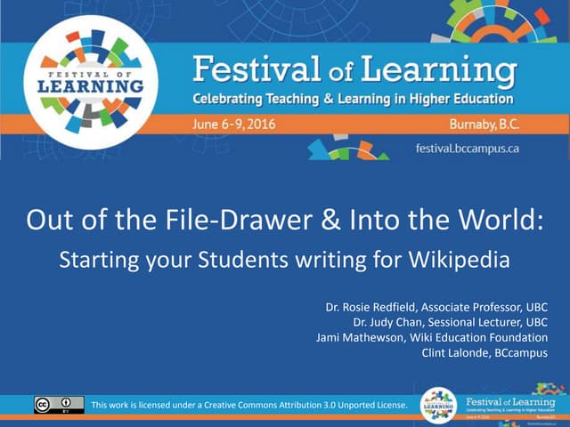 Out of the File-drawer and into the World: Start your Students Writing for Wi...