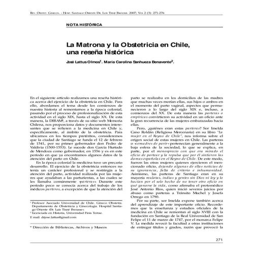 La matrona y la obstetricia en chile (lectura estudiante)