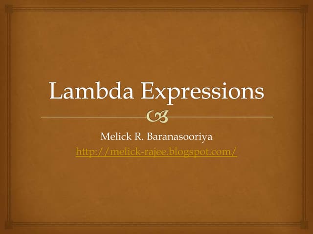 Lambda expressions