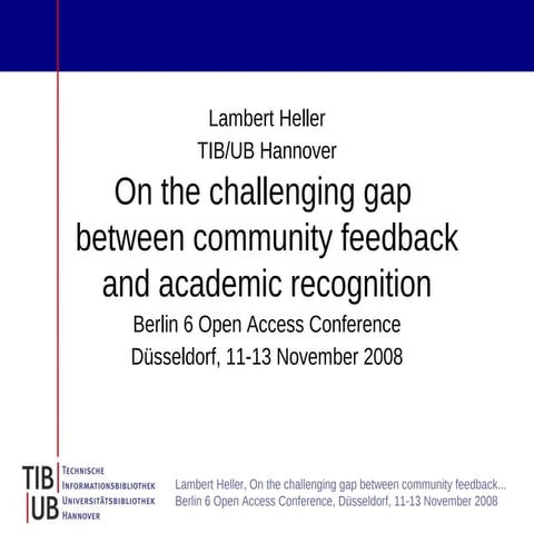 Berlin 6 Open Access Conference: Lambert Heller