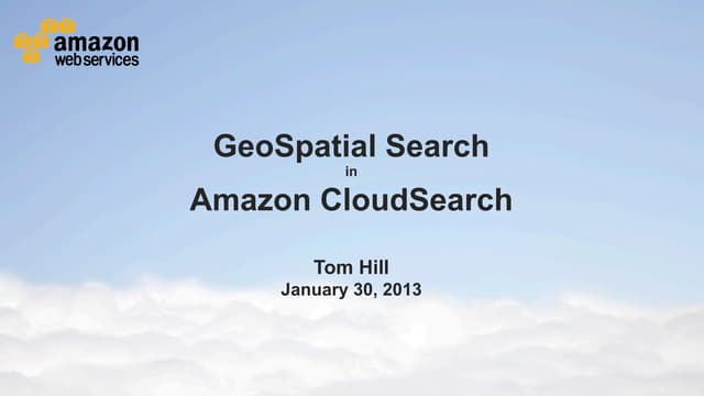 Geospatial Search With Amazon Cloud...