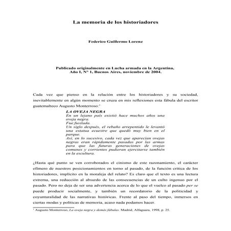 La memoria de lo historiadores, f. lorenz