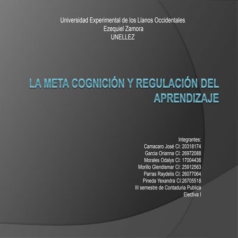 La meta cognición y regulación del aprendizaje