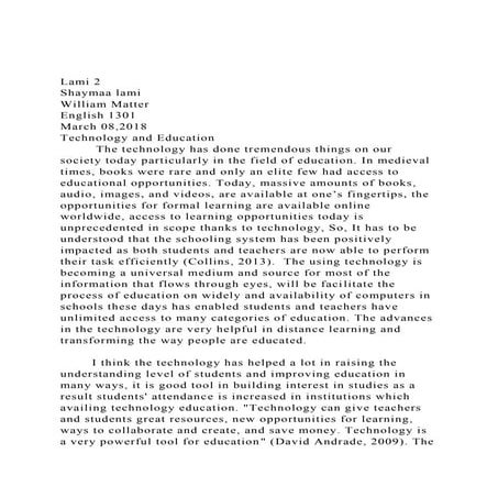 Lami 2Shaymaa lami William MatterEnglish 1301March 08,20.docx