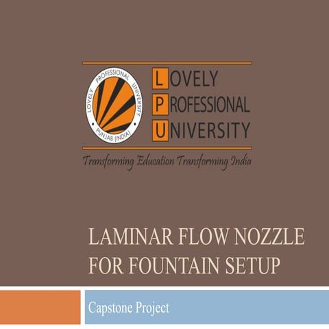 Laminar flow nozzle for fountain set up