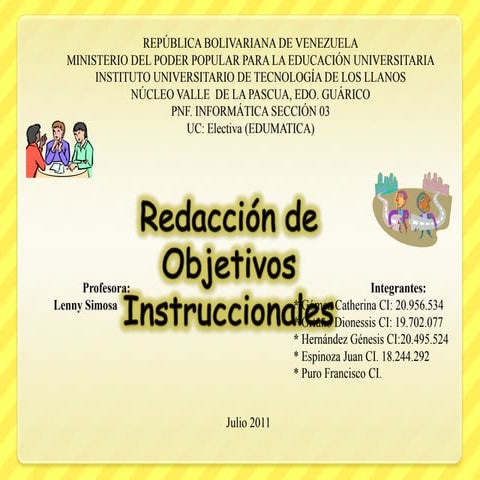 Redacción de objetivos Instruccionales