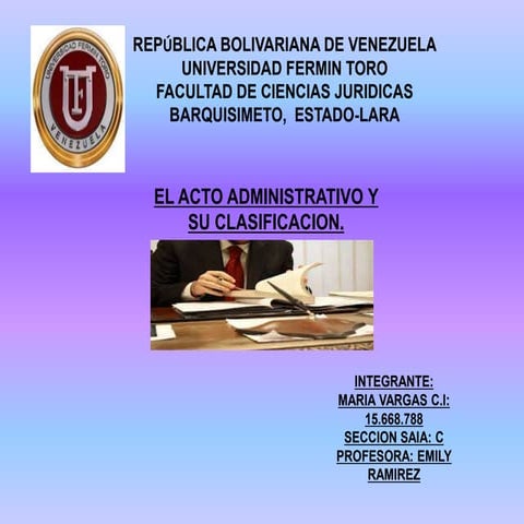 EL ACTO ADMINISTRATIVO Y SU CLASIFICACION