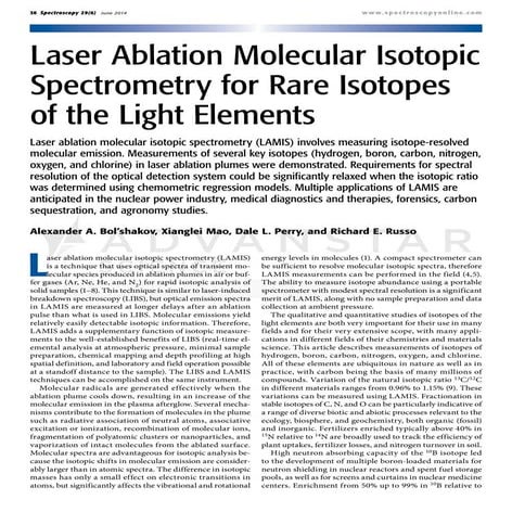 Laser Ablation Molecular Isotopic Spectrometry for rare isotopes of the light...